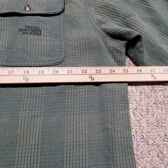 The North Face Shirt Mens Large Green Plaid Button Down Short Sleeve Hiking Camp - Picture 14 of 16